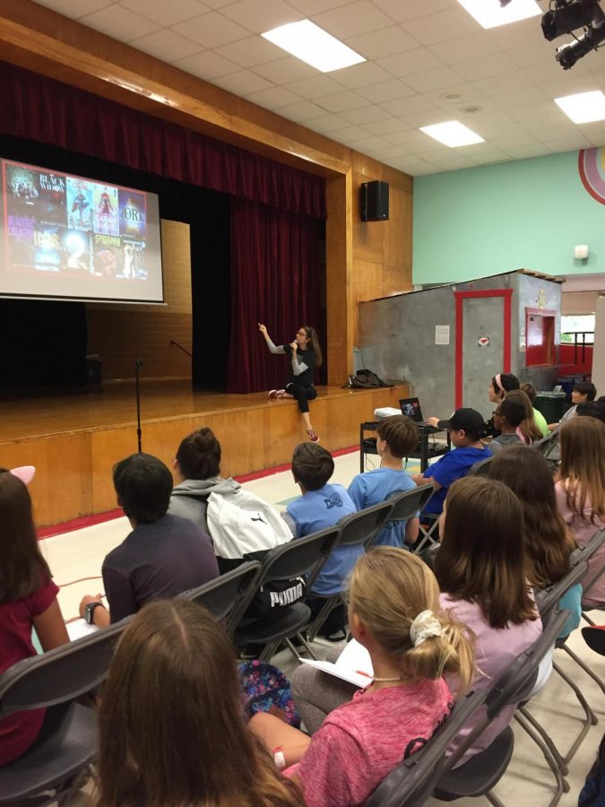 O. Henry students watch Ms. Stohl's presentation.