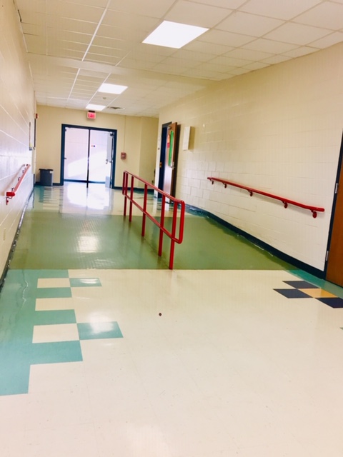 A vacant hallway before the passing period